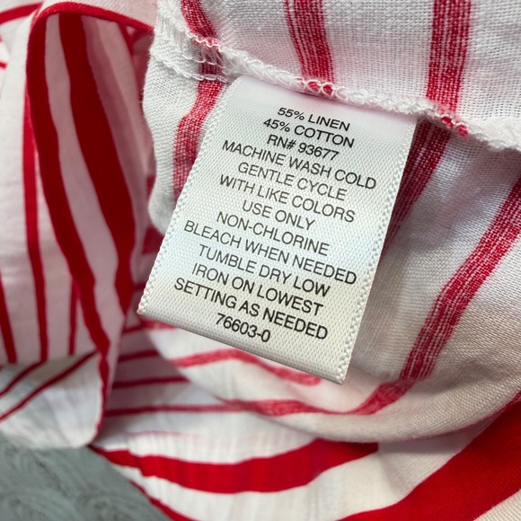Liz Claiborne Sleeveless Top Women XXL Red White Striped Linen Blend Nautical - Picture 5 of 8